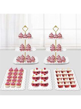 3 Tier Cupcake Stand Dessert Display Serving Tray Wedding Gold White